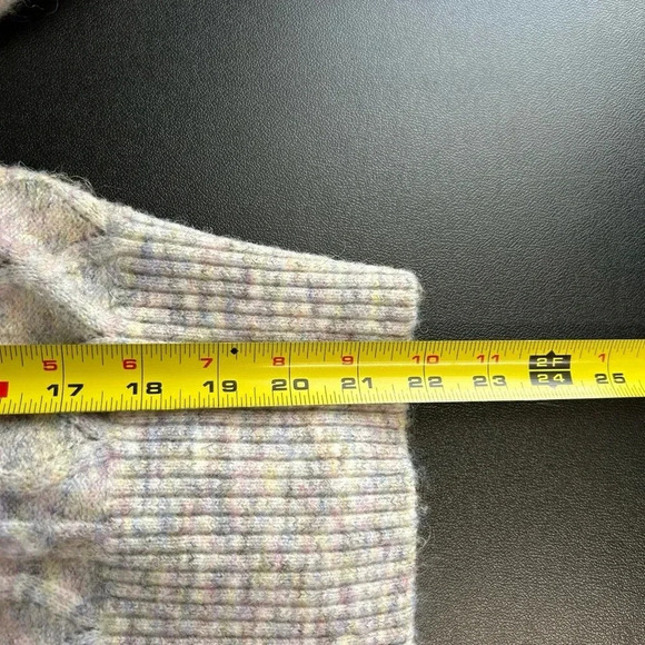 Women’s Large Wool Blend Sweater Ruffle Mock‎ Neck Diamond Cable Knit Fairycore - Picture 8 of 11